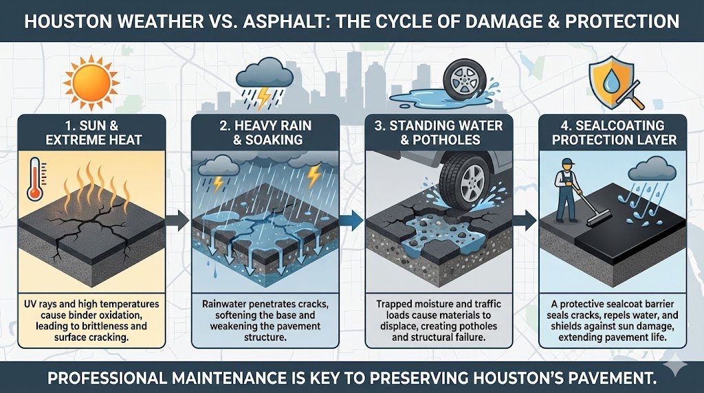 How Houston Weather Affects Asphalt and What You Can Do About It